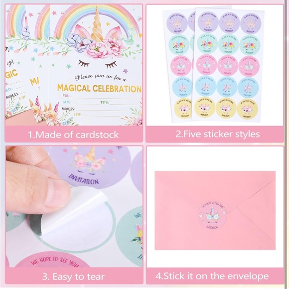 NIP Unicorn 🦄 Theme Birthday Party Invitations - Picture 5 of 6
